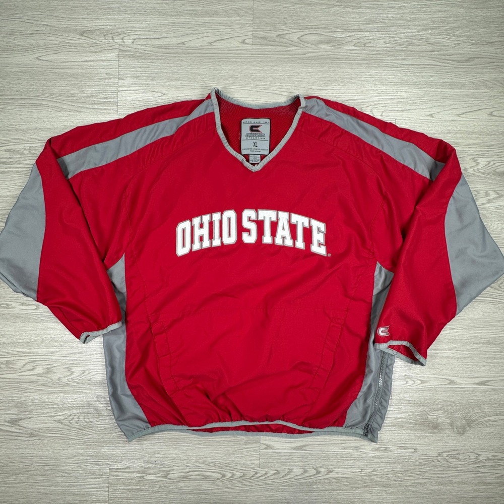 Colosseum Men's Ohio State Buckeyes Windbreaker Red XL Side Zip Embroidered